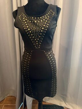 Charlotte Russe Black Mini Dress with Gold Stud Accents